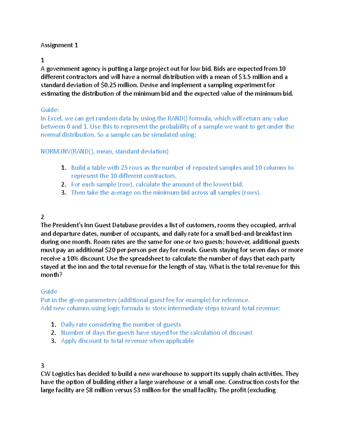 MATH 101: Assignment 1 - Estimating Minimum Bids & Revenue Analysis ...