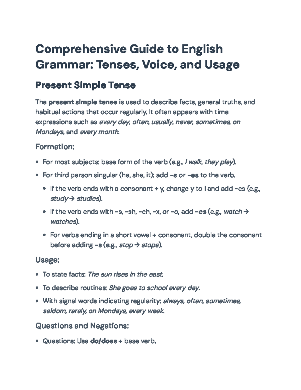 Comprehensive Guide to English Grammar: Tenses and Usage Overview ...