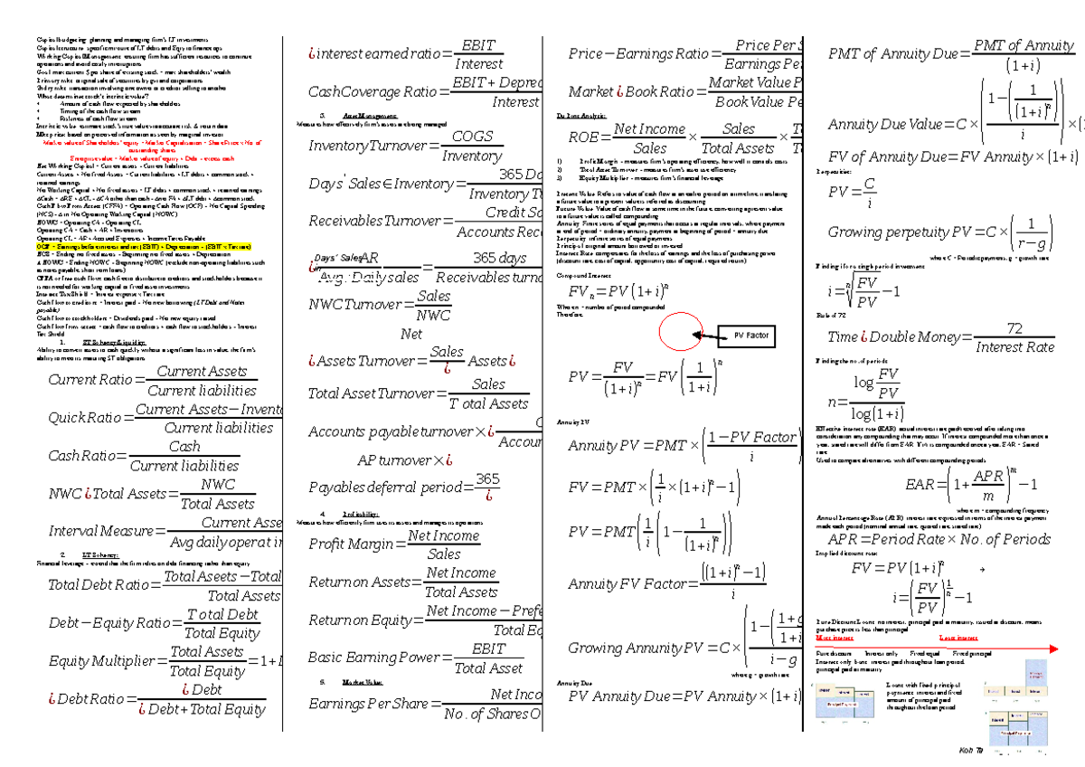 FIN301 Final Exam Study Guide: Capital Budgeting & Valuation Concepts ...