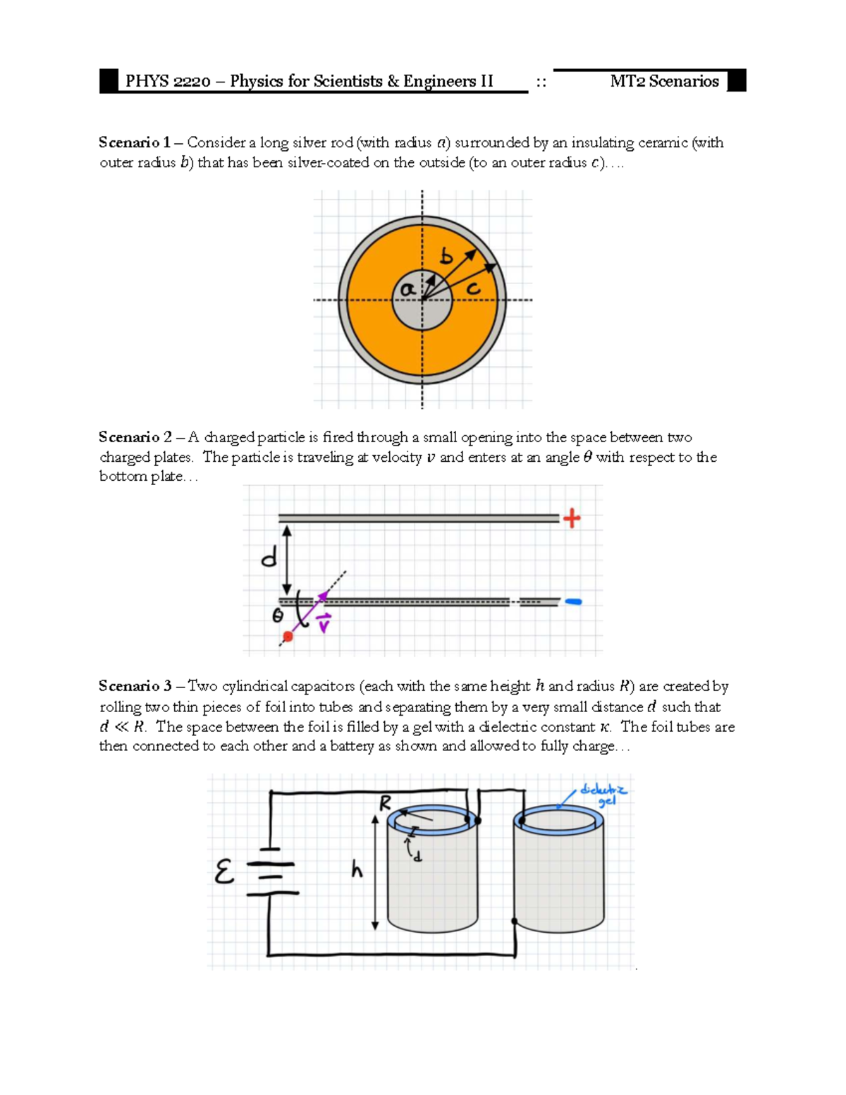 PHYS 2220 – Physics for Scientists & Engineers II: Midterm 2 Scenarios ...