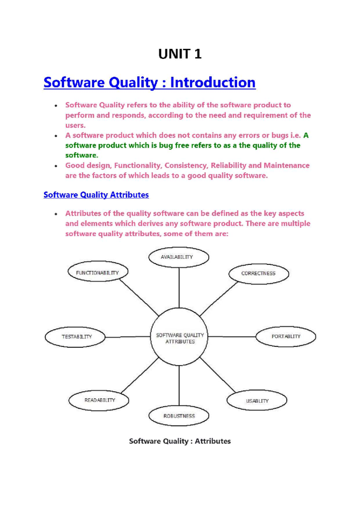 SQE UNIT 1 - Software Quality Overview and Key Concepts - Studocu