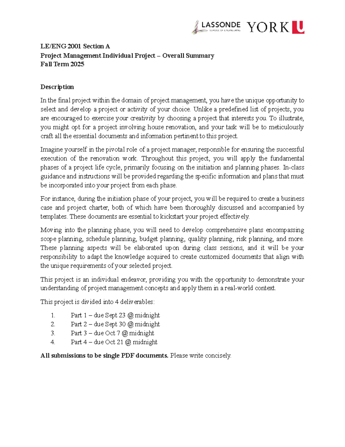 ENG2001 - Individual Project Management Summary for Fall 2025 - Studocu