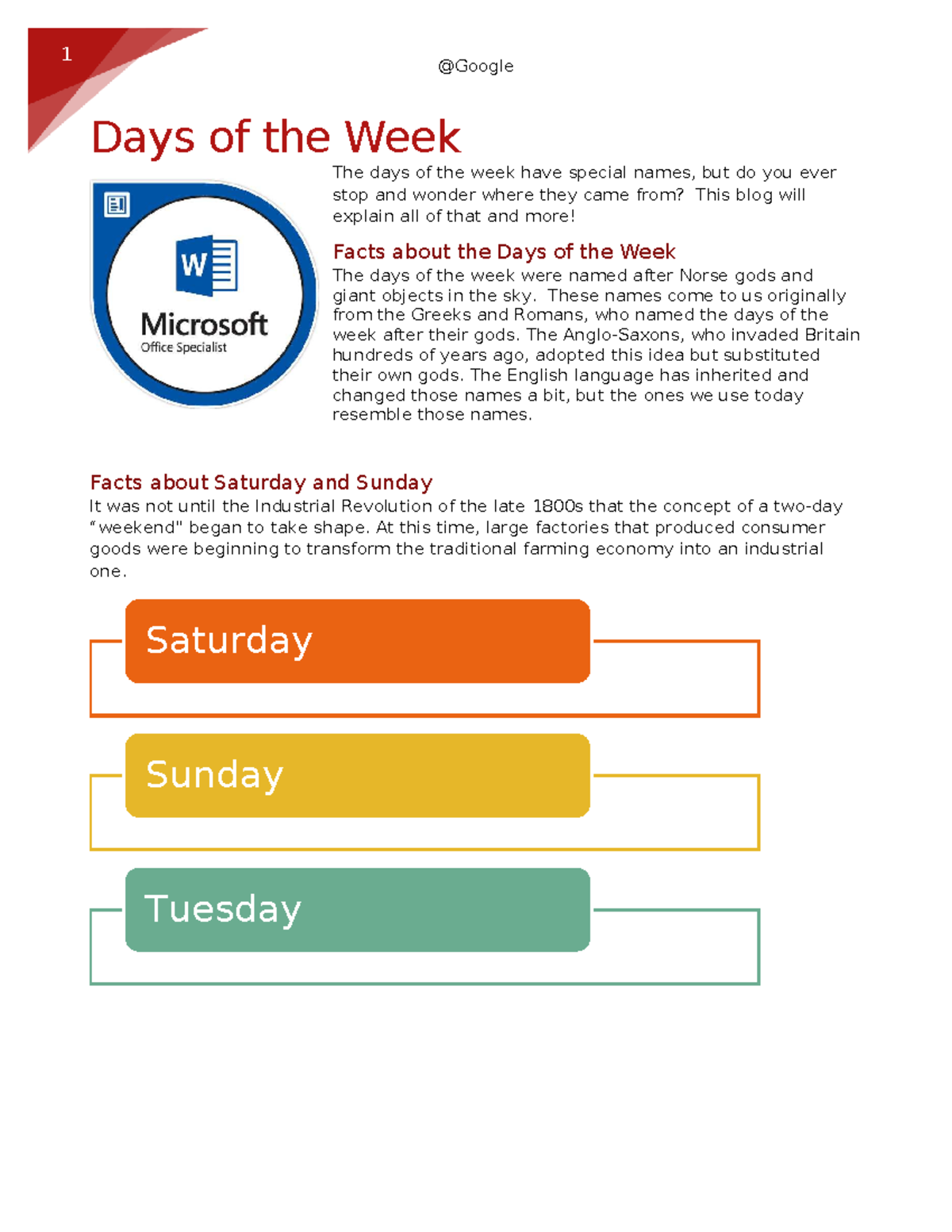 The Origins and Facts of the Days of the Week - Studocu