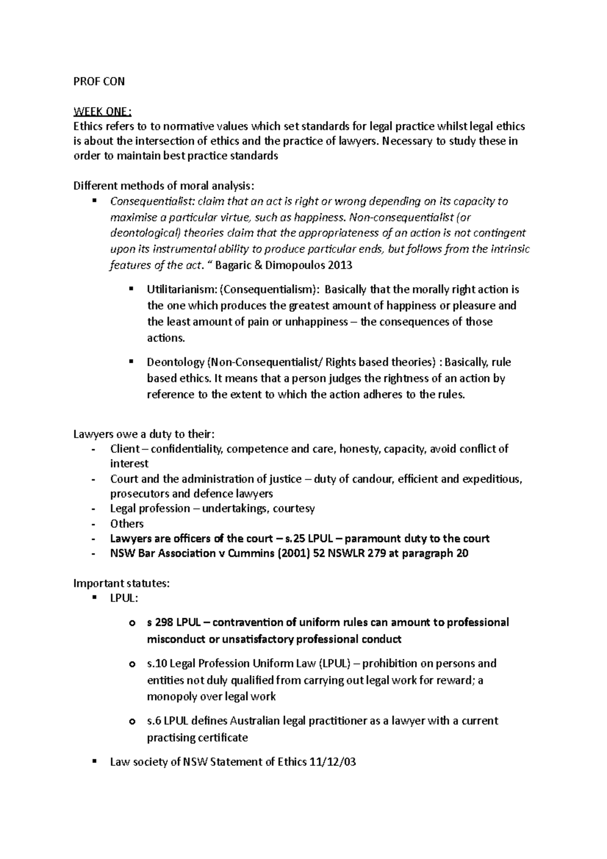 PROF CON - Lecture Notes on Legal Ethics and Professional Conduct - Studocu