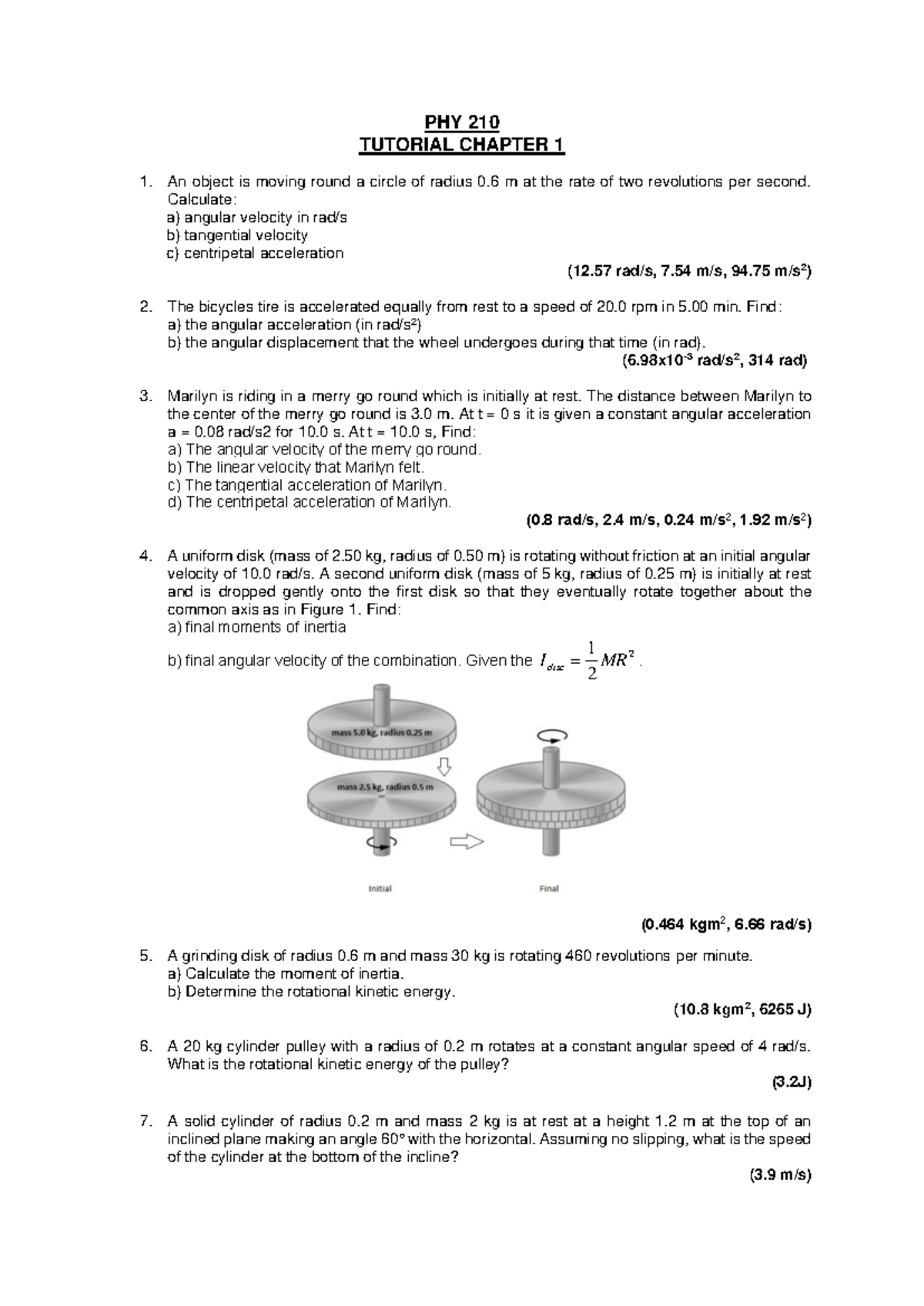 Tutorial 6 Answers & Key Concepts - Physics Course - Studocu