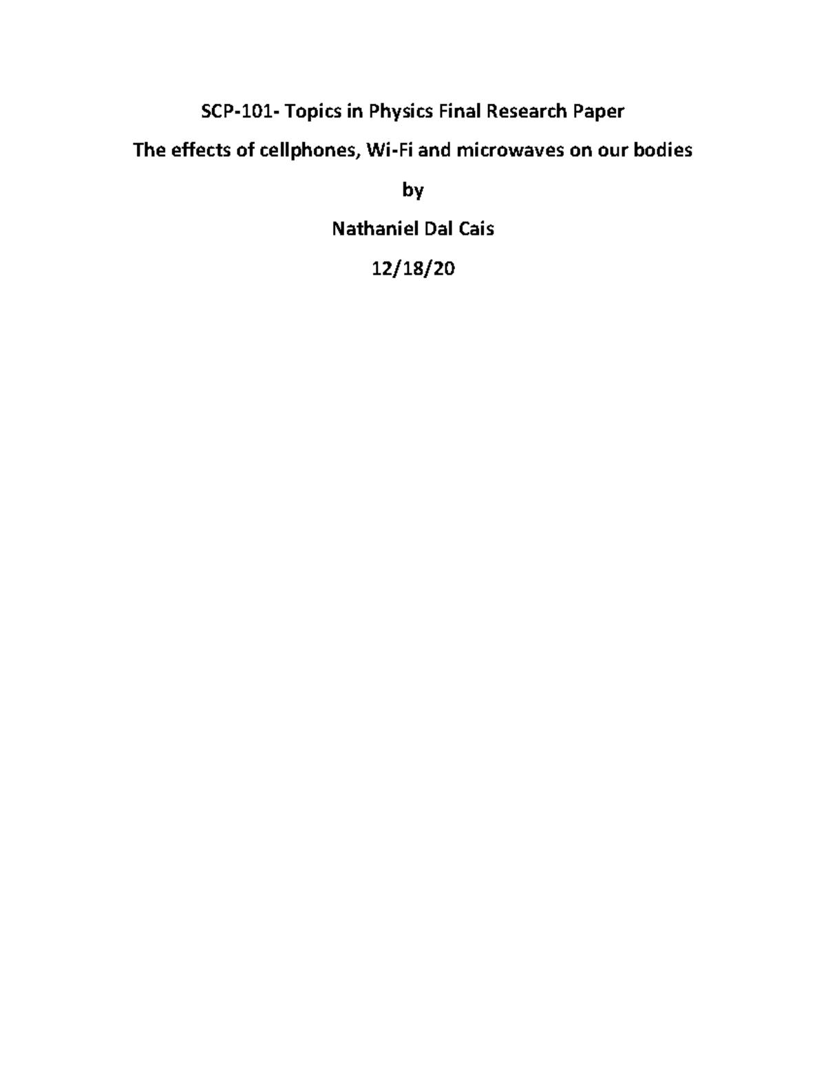 Final Research Paper on SCP-101: Health Effects of Radiation from Tech ...