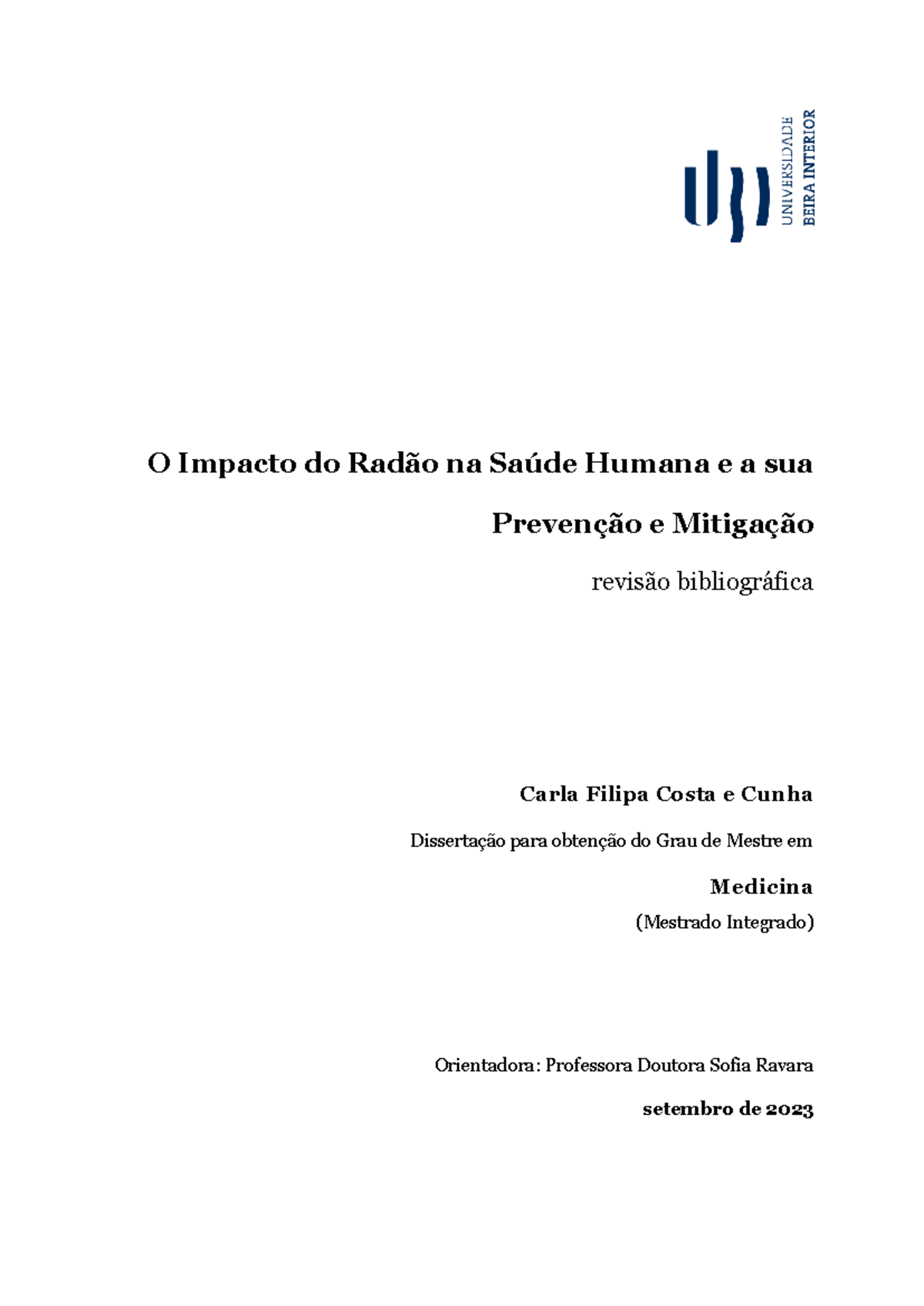O Impacto do Radão na Saúde Humana: Prevenção e Mitigação - Dissertação ...