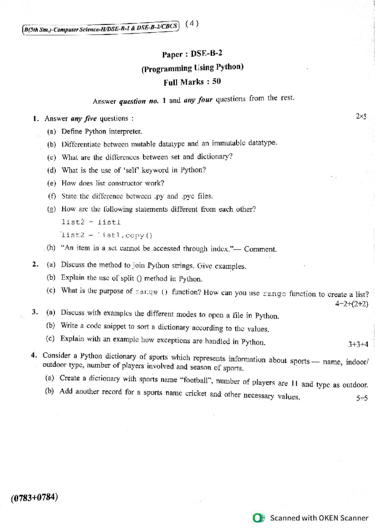 2024 CMSA DSE-B2-TH: Python Programming Exam Paper - Studocu