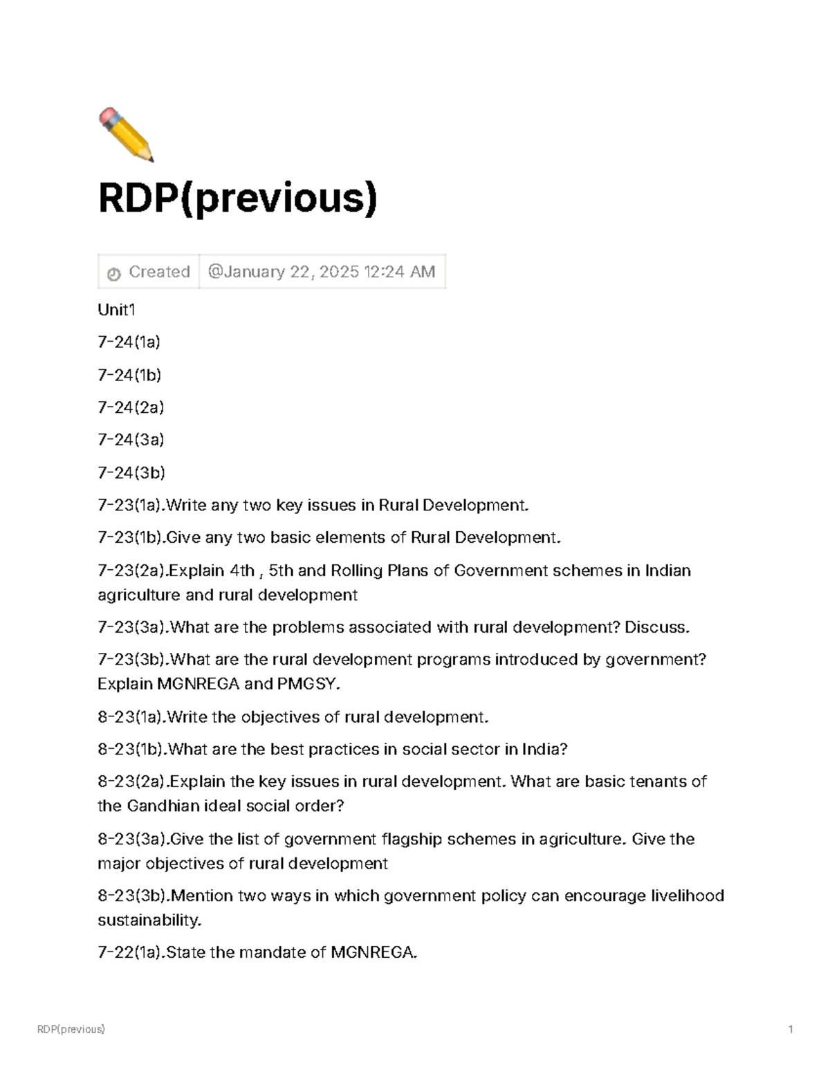 RDP - RDP(Previous Year) - RDP(previous) Created Unit 7 24(1a) 7 24(1b ...