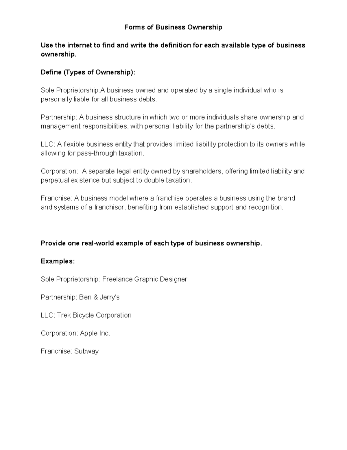 Business Ownership & Direction Overview: Types, Examples, and Goals ...