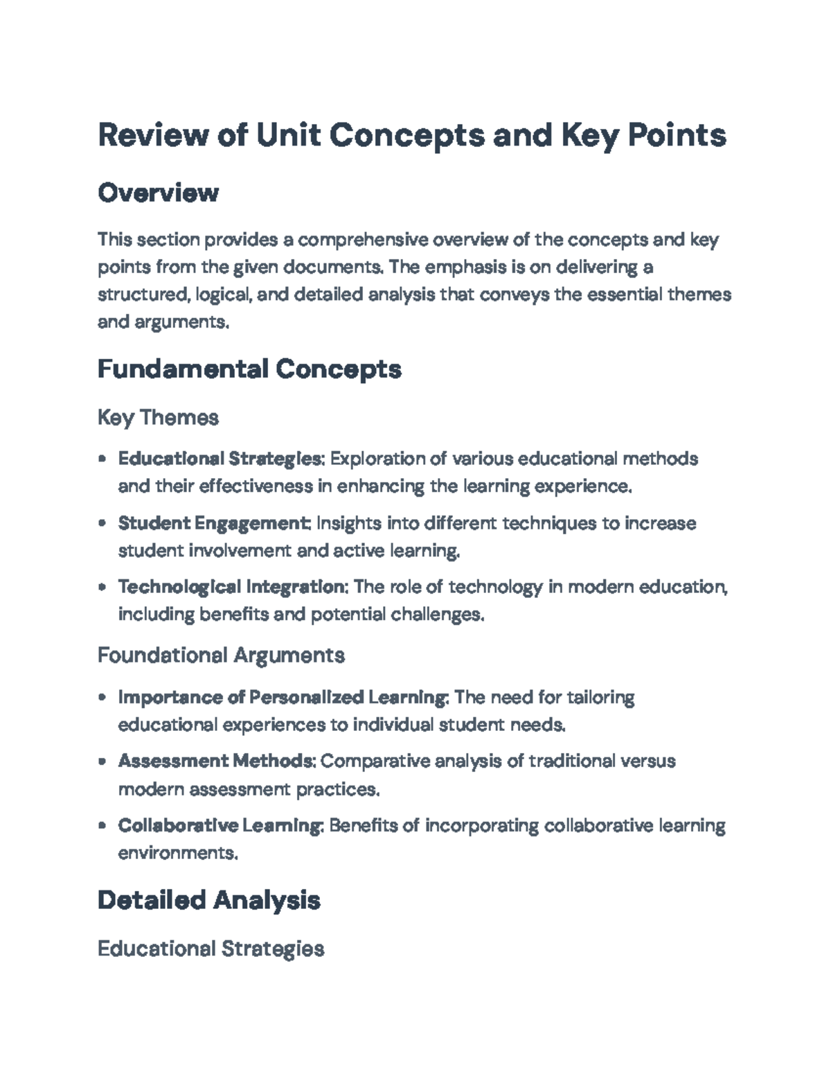 Review of Unit Concepts in Education: Strategies and Key Points ...