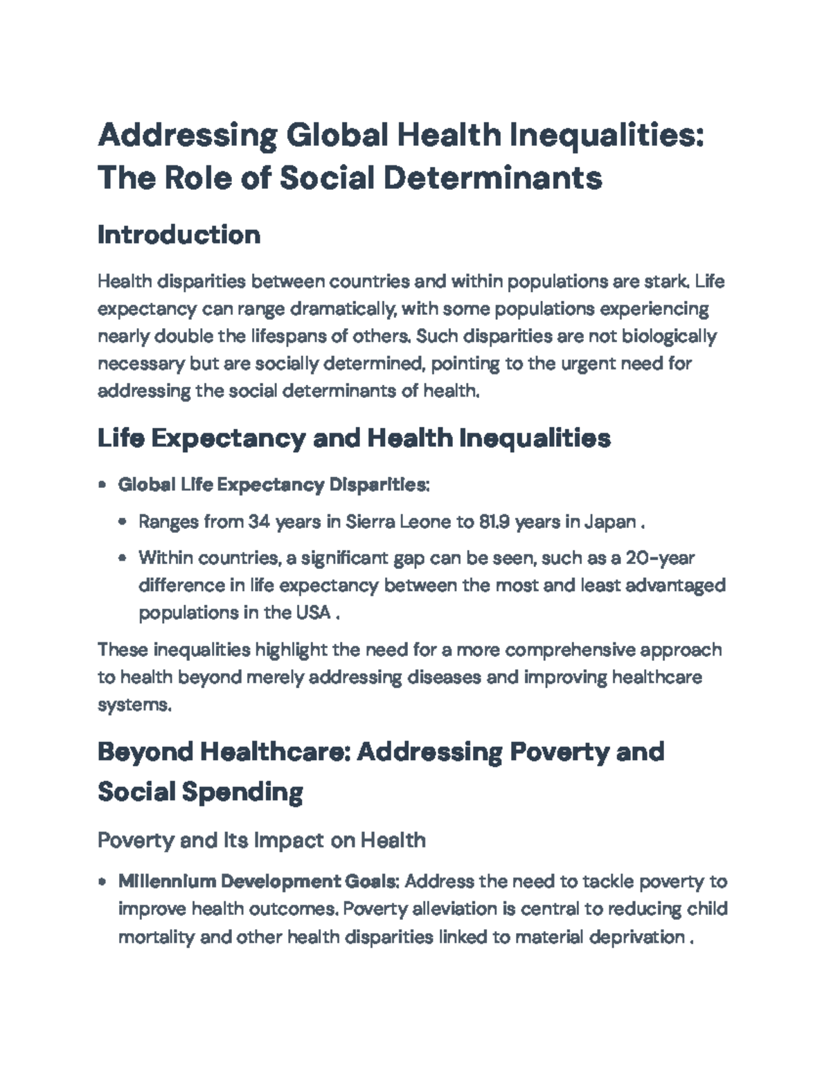 Addressing Global Health Inequalities: The Role of Social Determinants ...