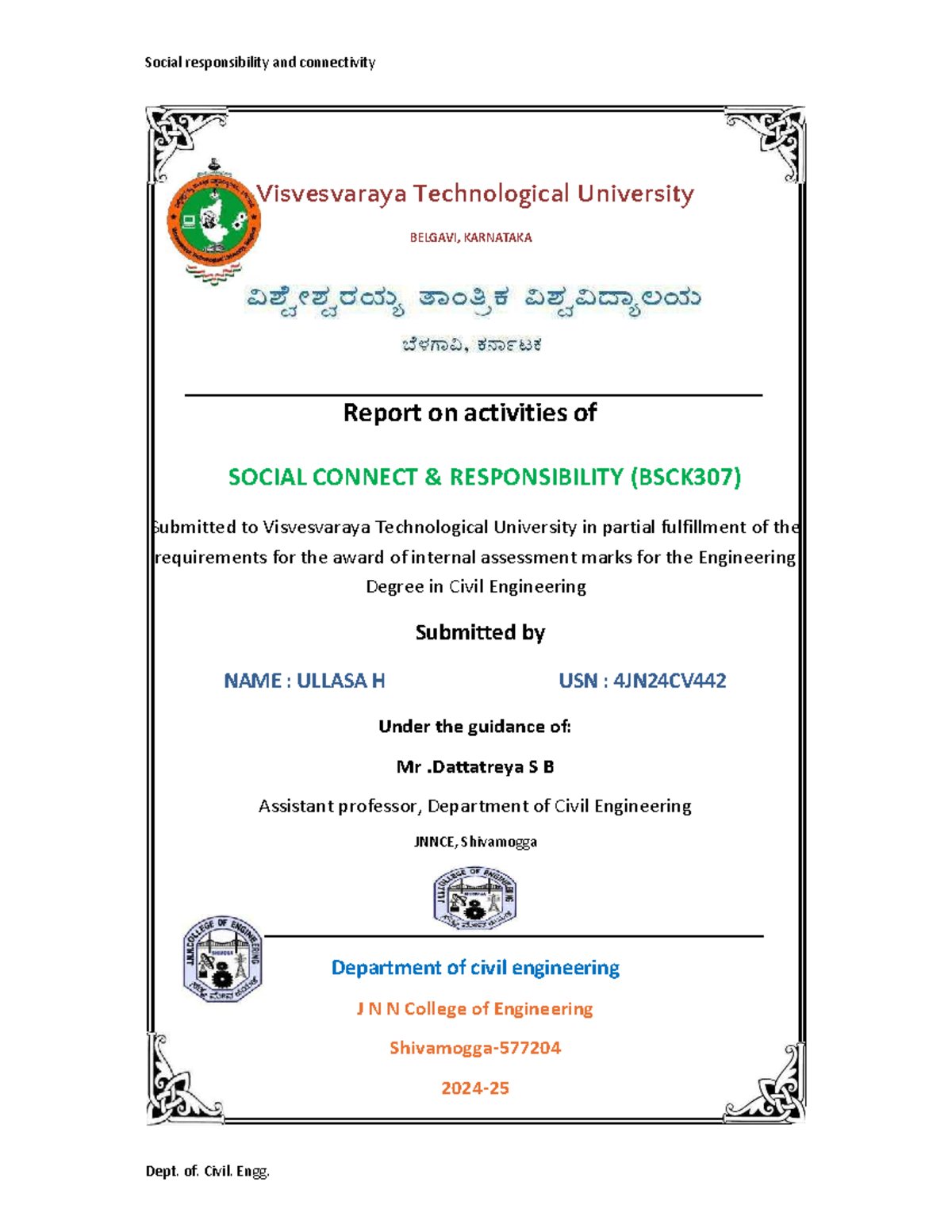 Report on Social Connect Responsibility Activities (BSCK307) - Studocu