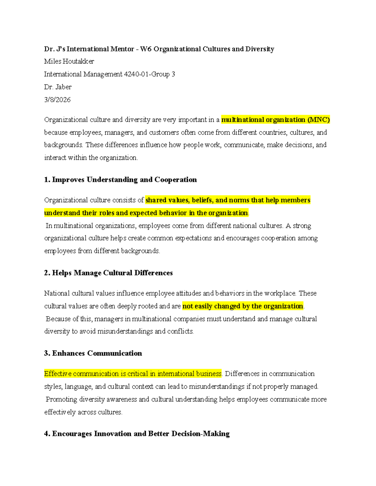 Dr. J's International Management 3 - W6 Organizational Cultures ...