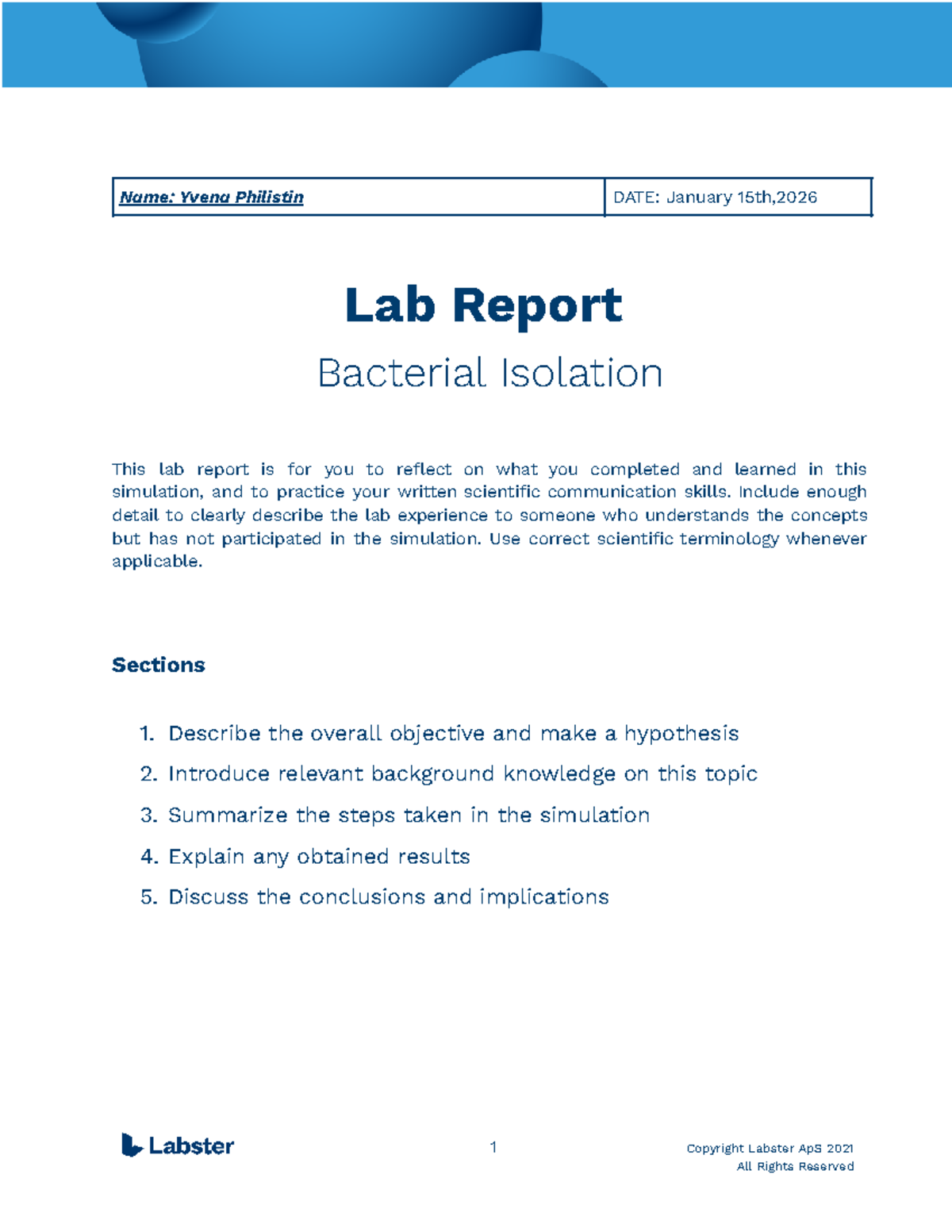 Lab Report: Bacterial Isolation - Touchstone 3 Analysis - Studocu