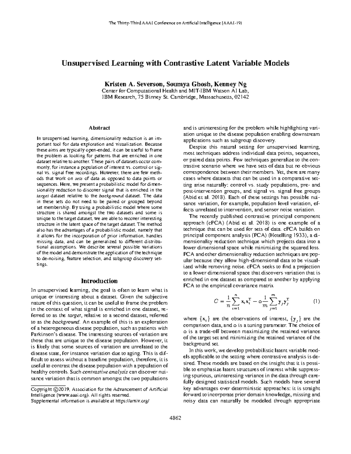 AI Conference: Unsupervised Learning with Contrastive Latent Variable ...