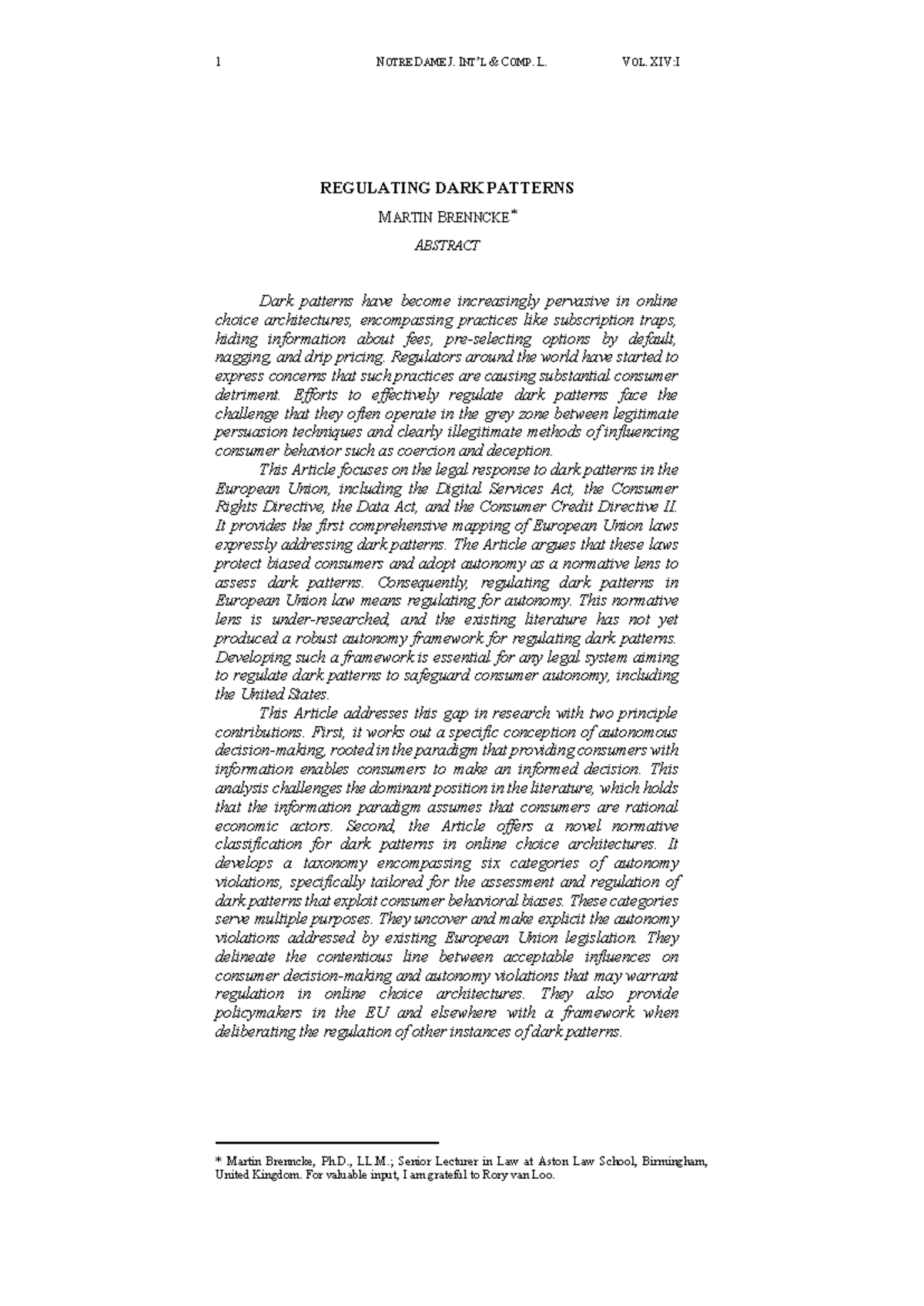 Regulating Dark Patterns in EU Consumer Law: Autonomy and Legal ...