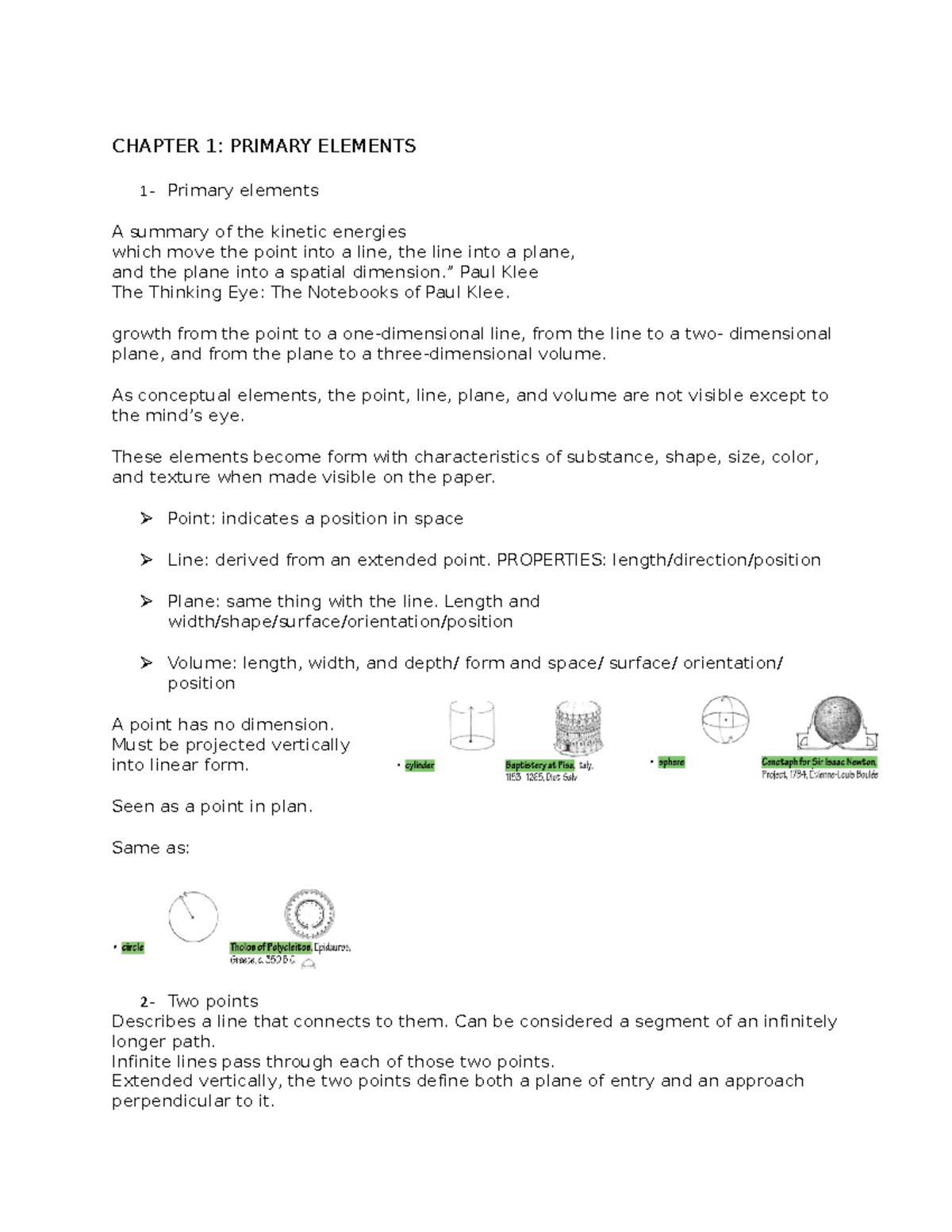 Chapter 1 - Summary of Primary Elements in Architecture Concepts - Studocu