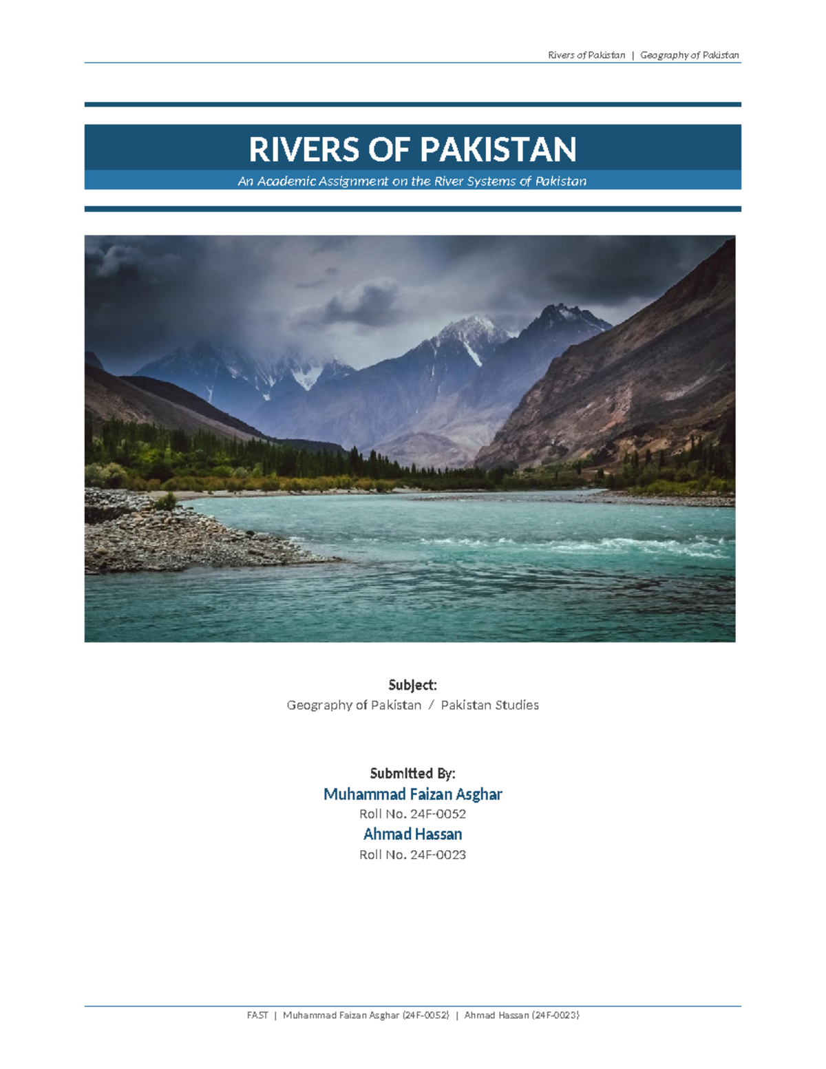 Rivers of Pakistan: An Academic Study on Geography (FAST) - Studocu