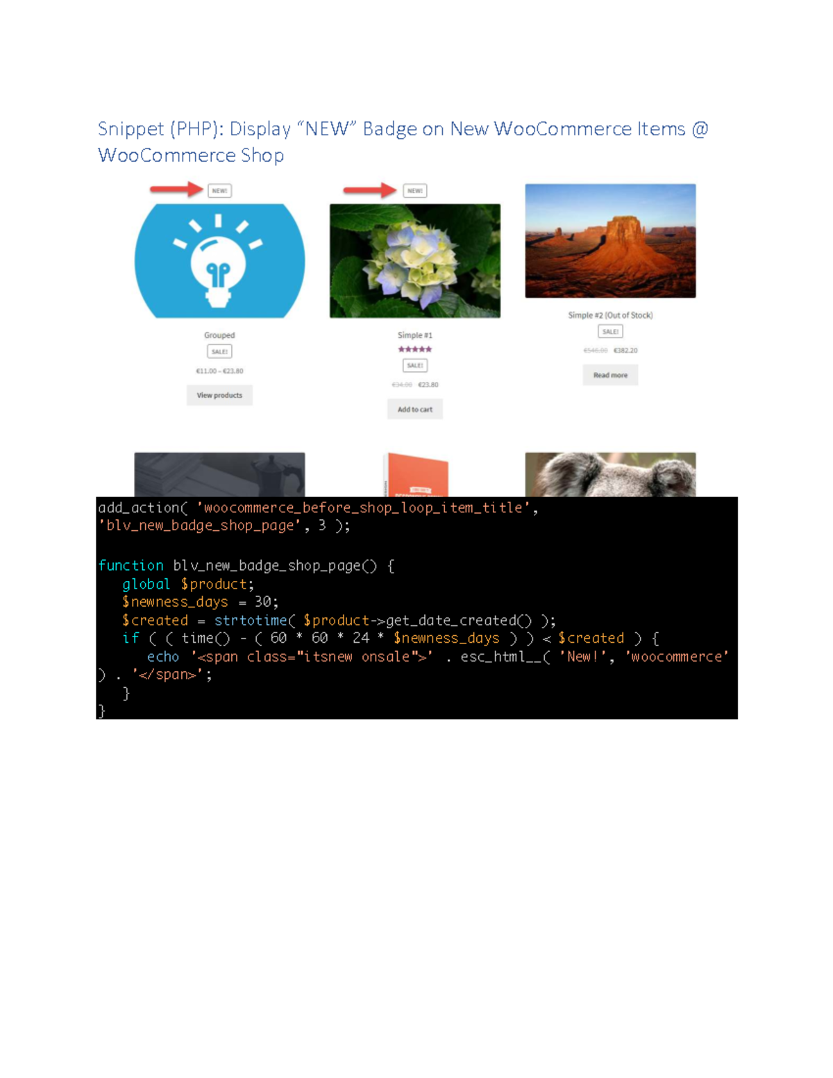 PHP Snippet Shop - grvebsrbrsnhr - Snippet (PHP): Display “NEW” Badge ...