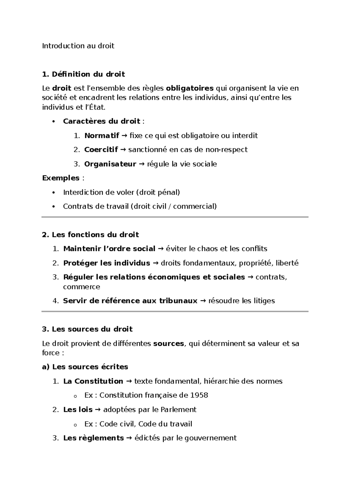 Introduction au droit 1 - Cours magistral et définitions clés - Studocu