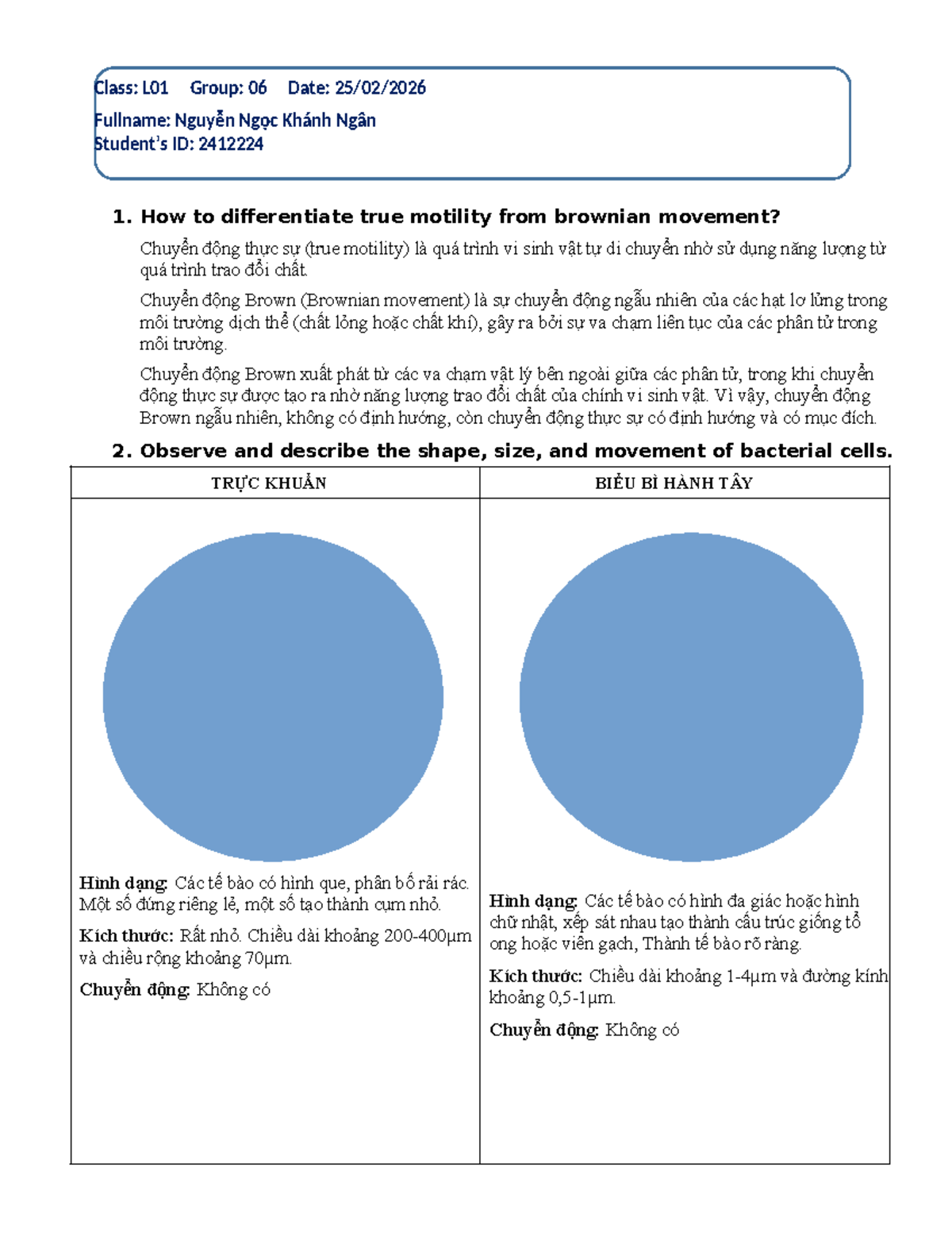 LAB 2 Report 4: Differentiating True Motility vs. Brownian Movement ...