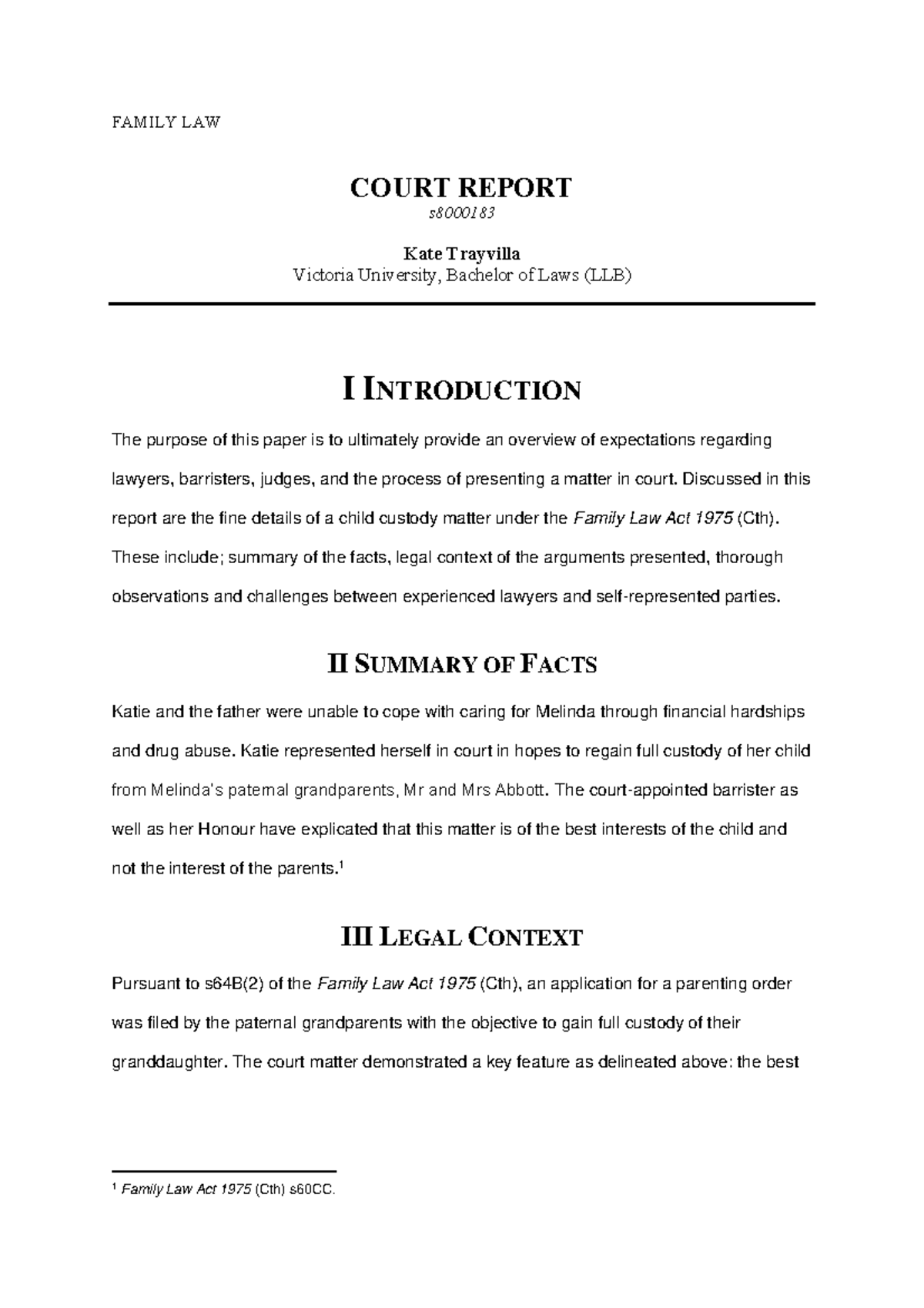 Court Report on Child Custody Case - Family Law (LLB) - Studocu