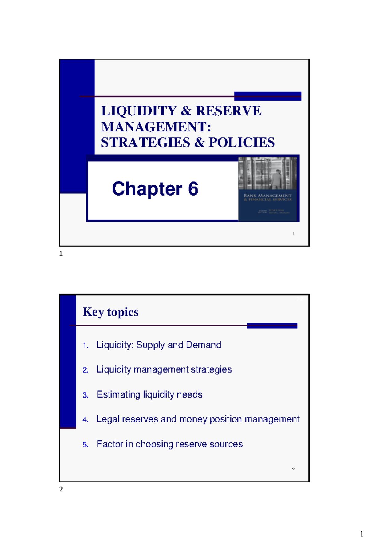 Liquidity Reserve Management: Strategies & Policies (Chapter 6) - Studocu