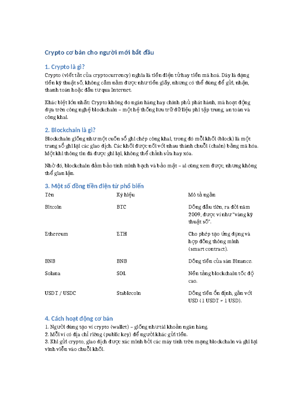 Crypto Cơ Bản Cho Người Mới Bắt Đầu: Khám Phá Tiền Điện Tử - Studocu