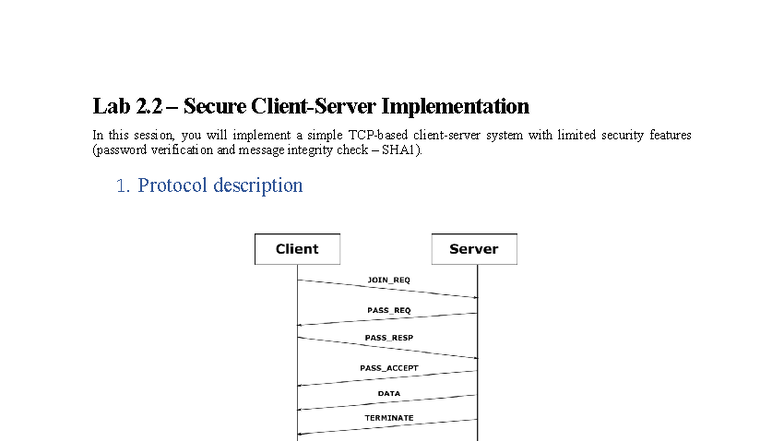 Lab 2.2 Secure Implementation: Client-Server Code Overview - Studocu