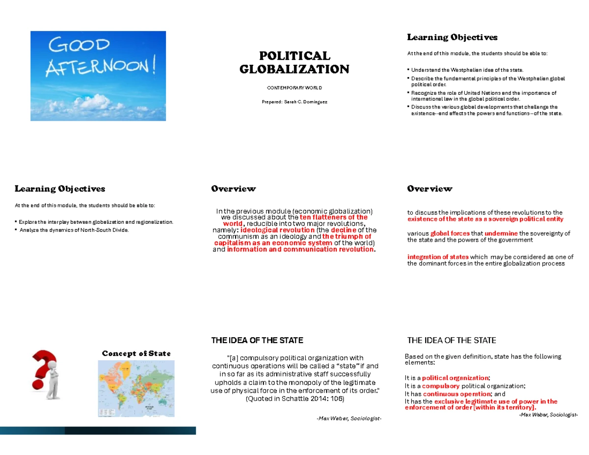 Week 2: Module 1 - Introduction to Globalization Overview - Studocu