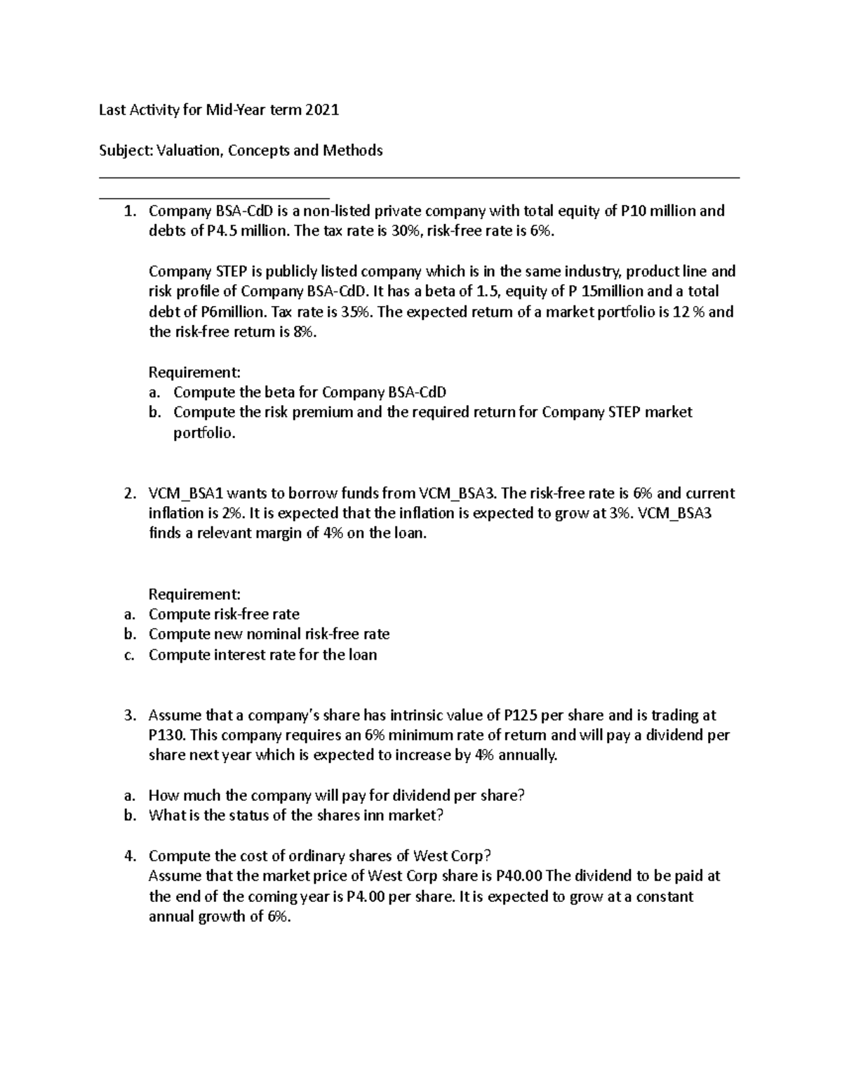 Last Activity for VCM - Finance 13 - Last Activity for Mid-Year term ...