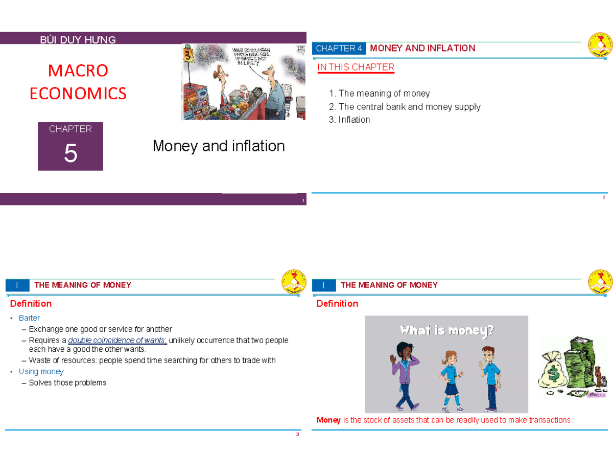 Chapter 5: Money and Inflation for MACRO Economics (Course Code) - Studocu