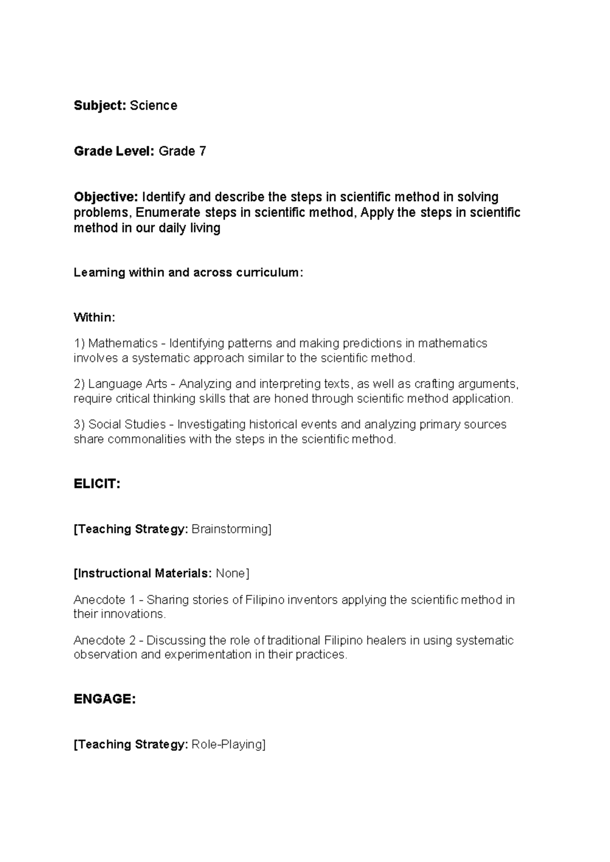 7th Grade Science Lesson Plan: Understanding the Scientific Method ...