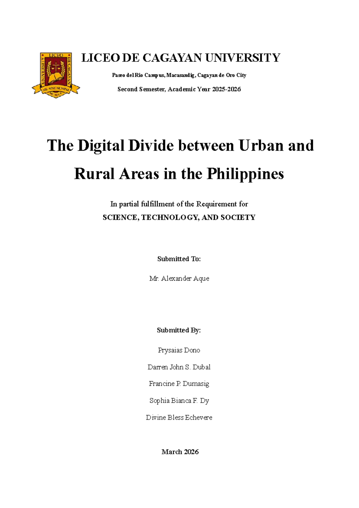 CASE Study G2 STS: The Digital Divide in Urban vs. Rural Philippines ...