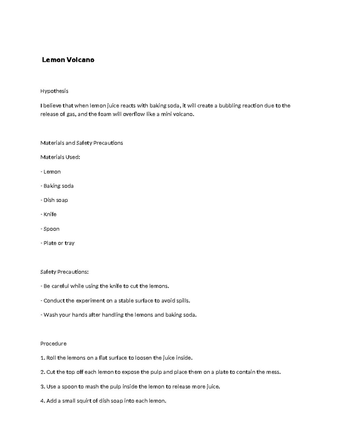 Lemon Volcano-WPS Office - Lemon Volcano Hypothesis I believe that when ...