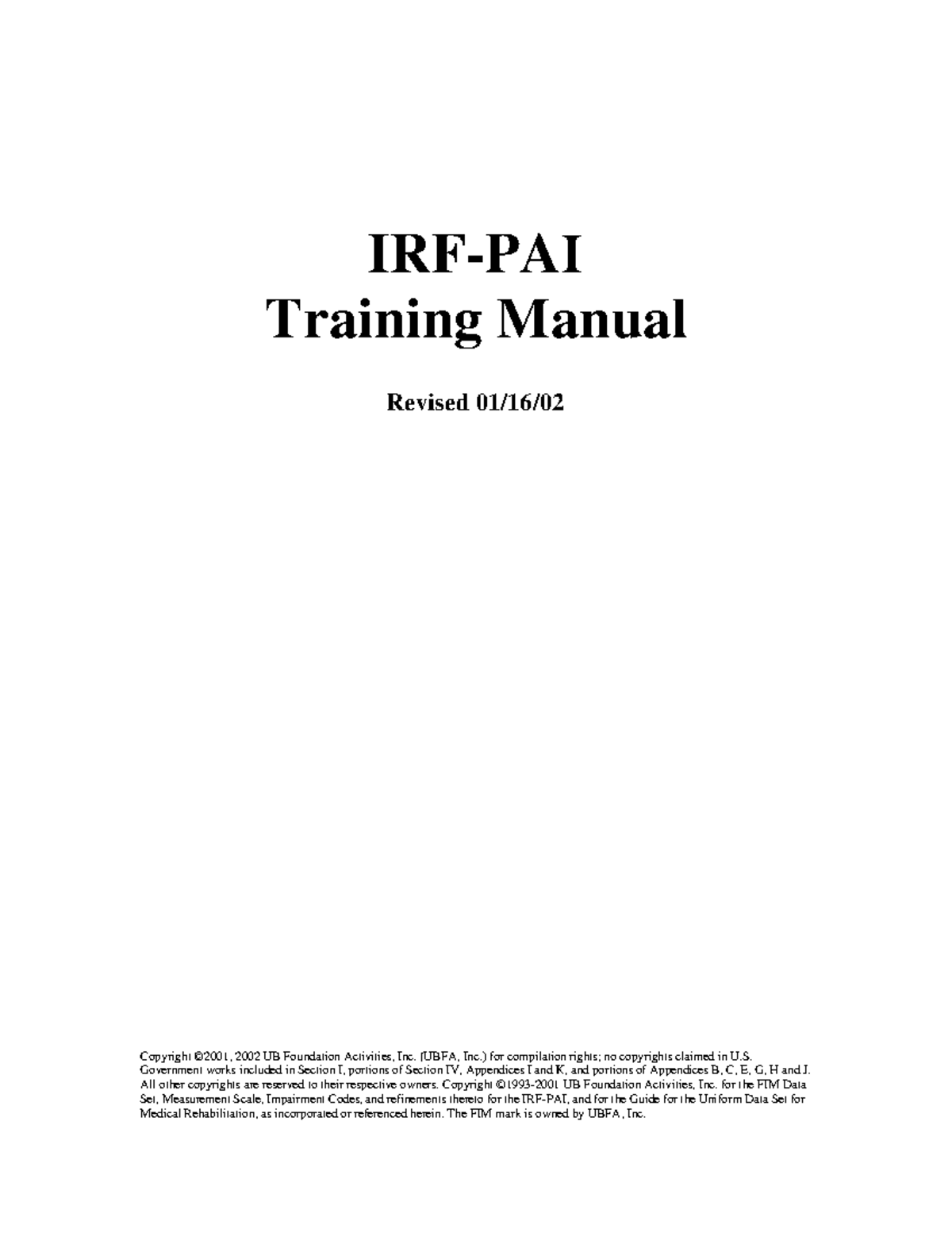 FIM Training Manual: Guidelines for Inpatient Rehabilitation - Studocu