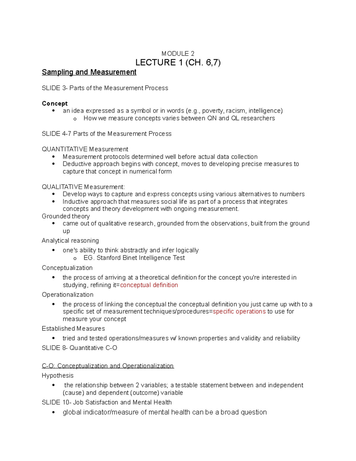 Module 2 Test: Lecture Insights on Measurement & Methods - Studocu