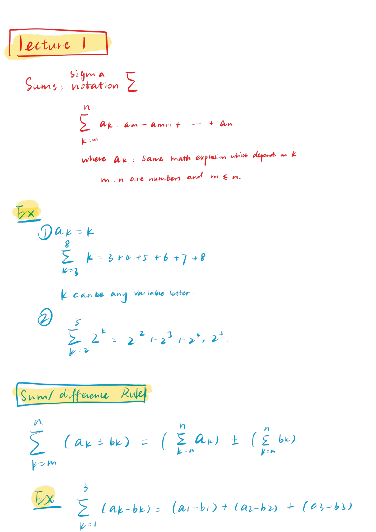 Lecture 1: Sigma Sums and Riemann Sums Overview - Studocu