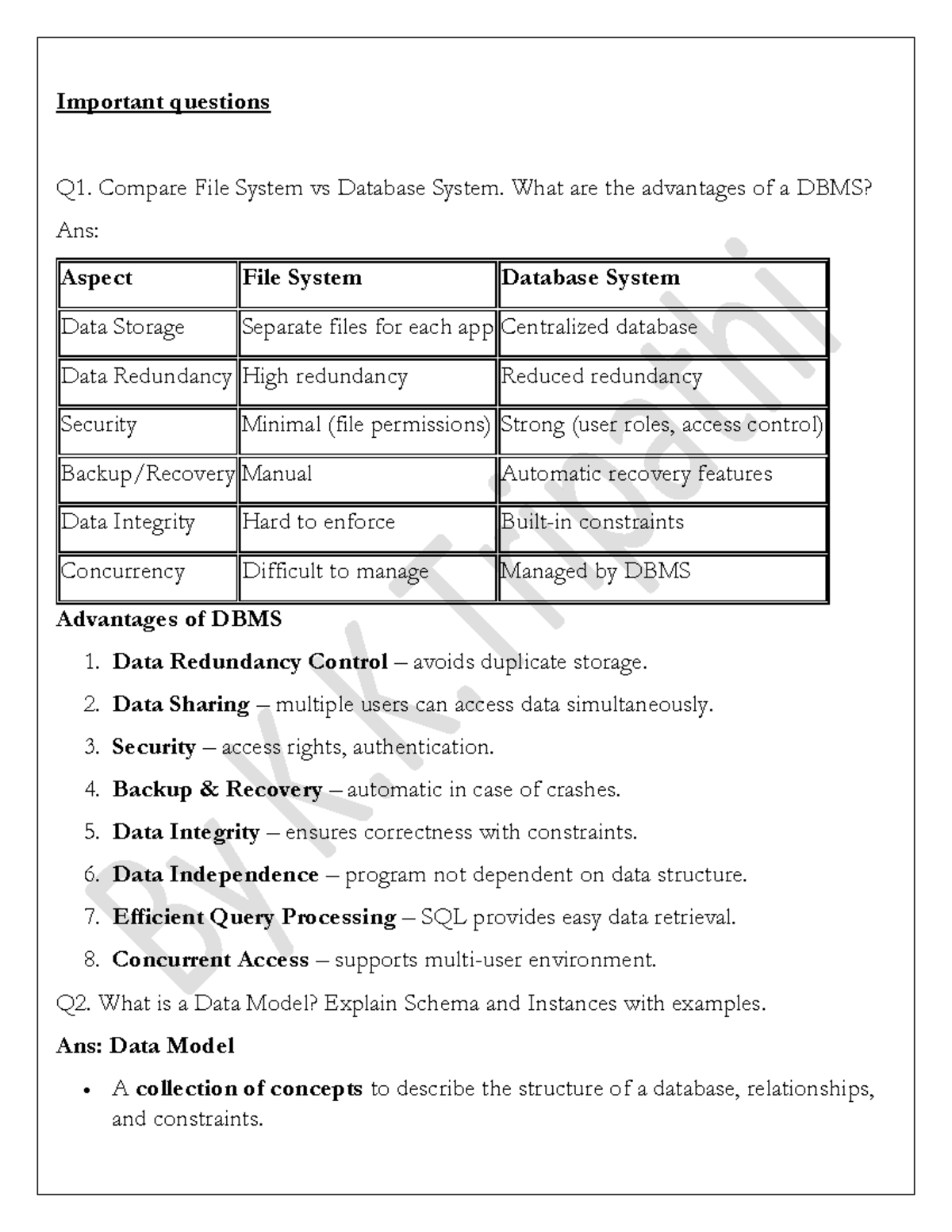 DBMS vs File System: Key Comparisons & Advantages (CS101) - Studocu