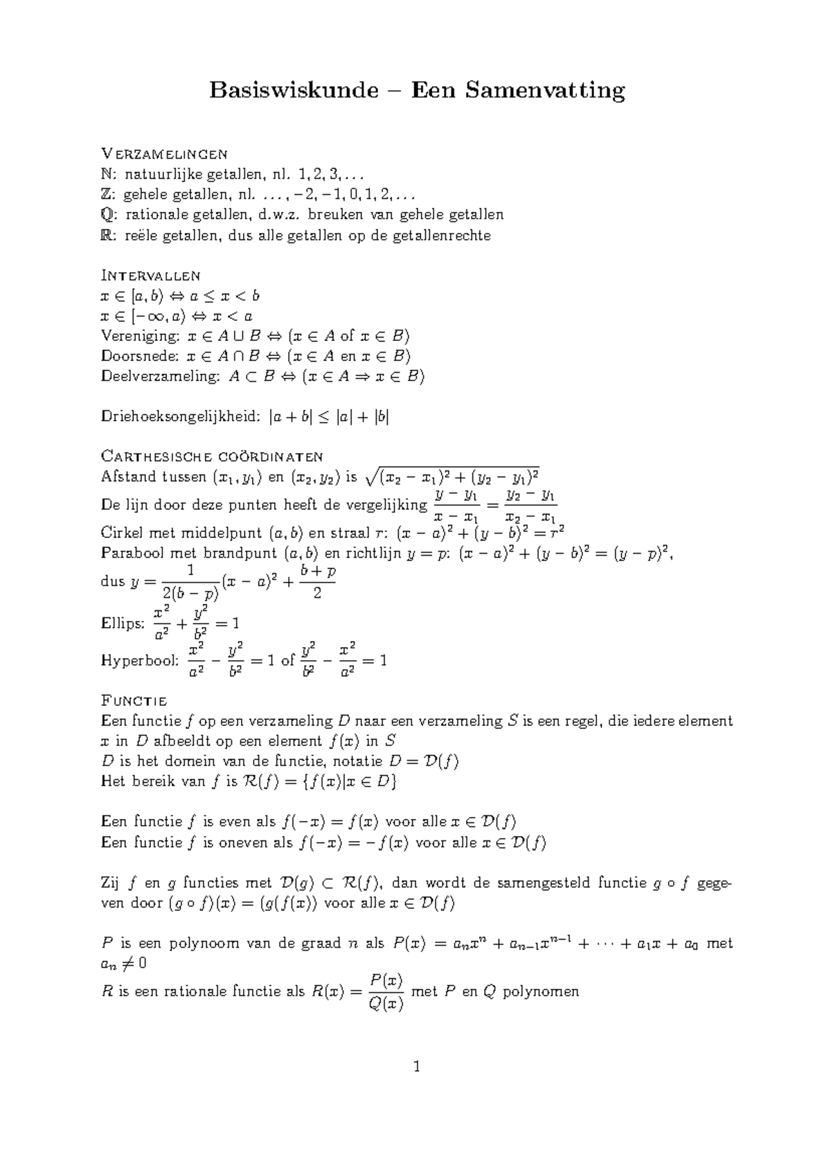 Basiswiskunde Samenvatting: Belangrijke Concepten en Formules - Studeersnel