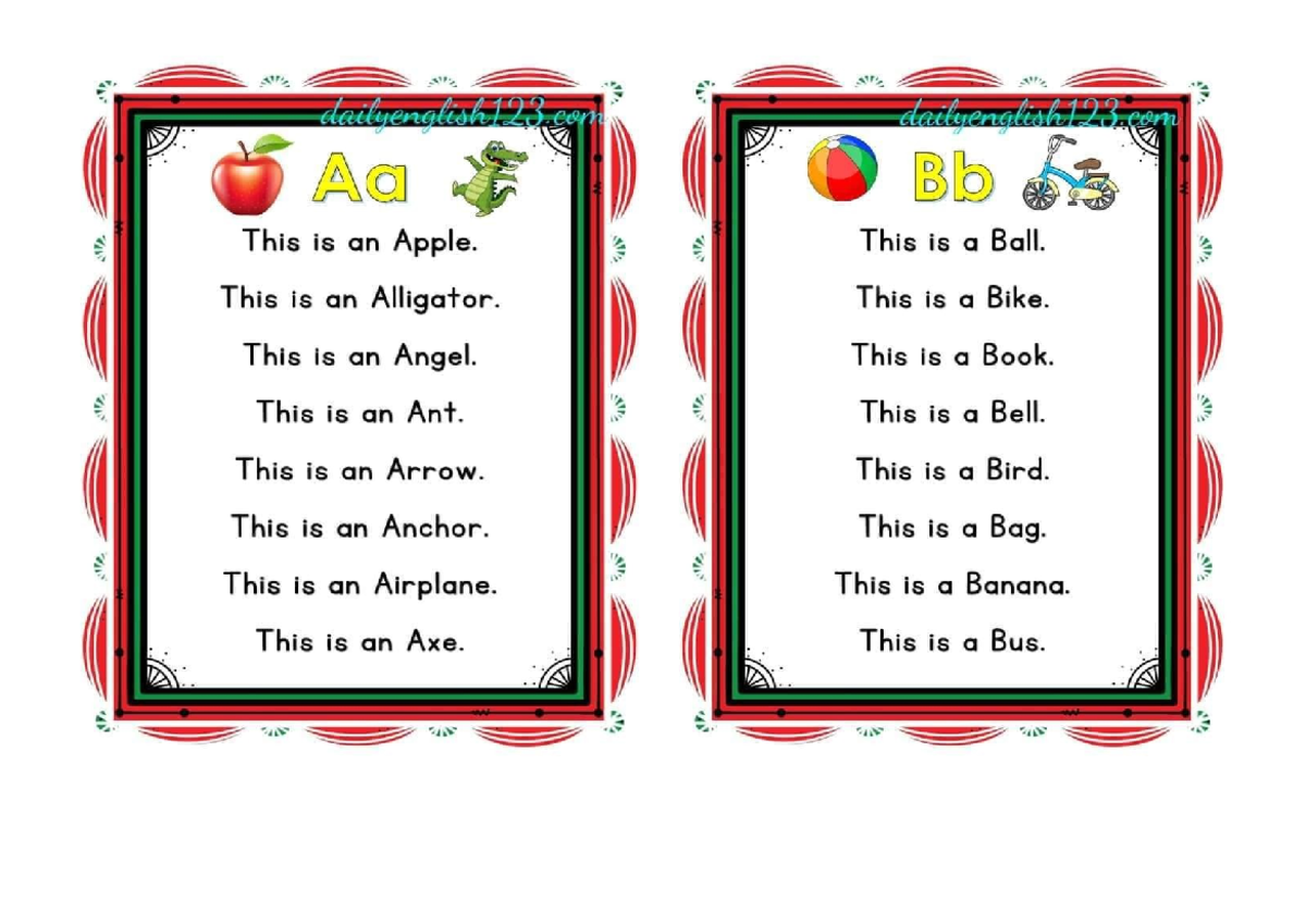 Alphabet Reading: Daily English Lessons 123 & 12 - Studocu