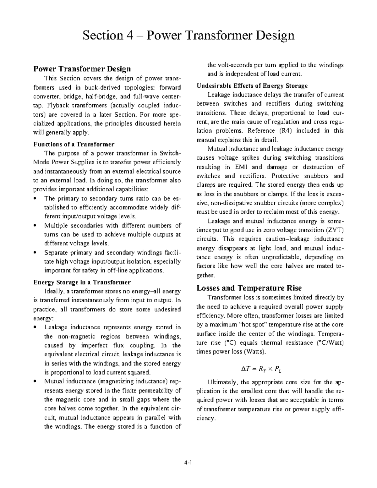 Power Transformer Design - Magnetics 4 Study Notes - Studocu