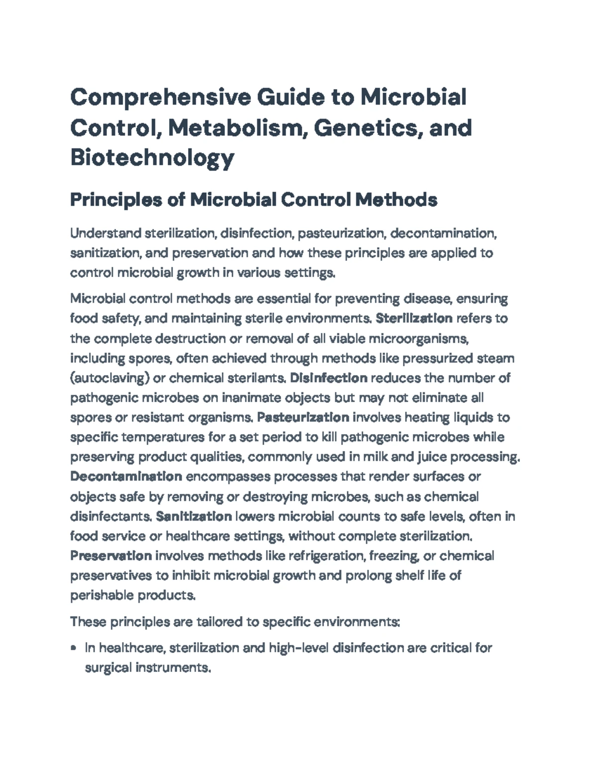Comprehensive Guide to Microbial Control Methods and Genetic ...