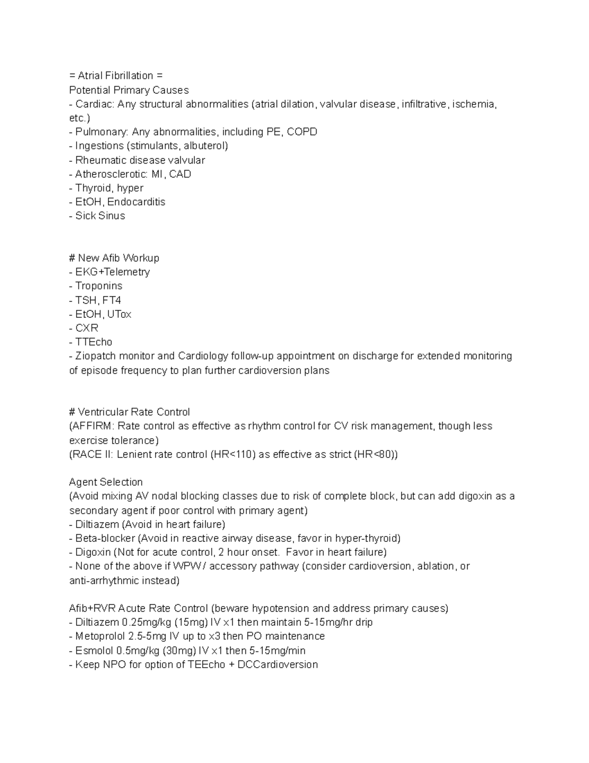 Clinical Guidelines for Management of Atrial Fibrillation (MED 101 ...