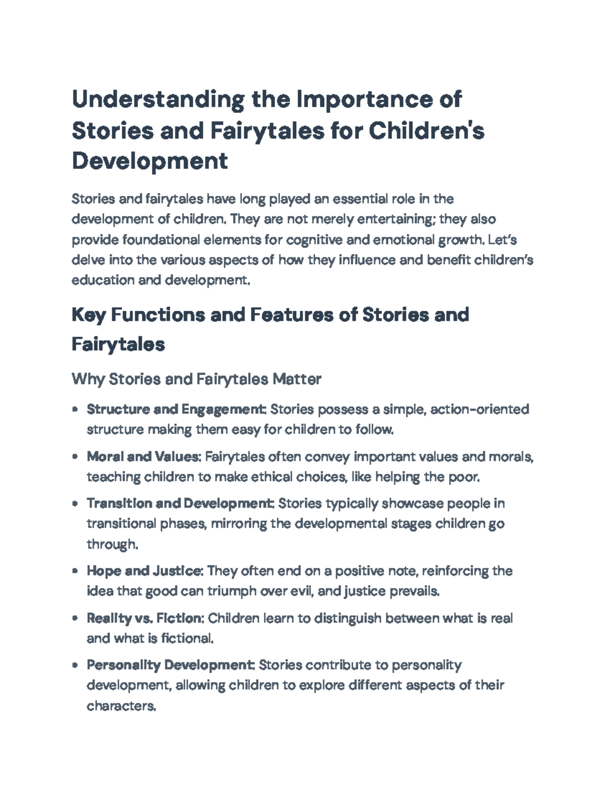 The Educational Role of Stories & Fairytales in Child Development - Studocu