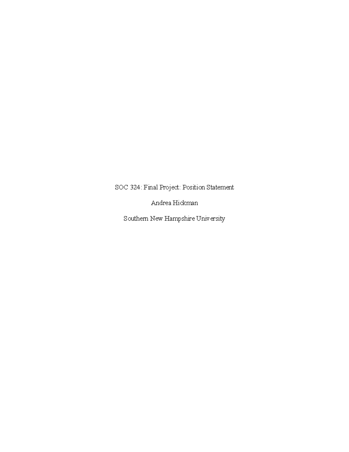 SOC 324 Final Project: Position Statement on Campus Rape Issues - Studocu