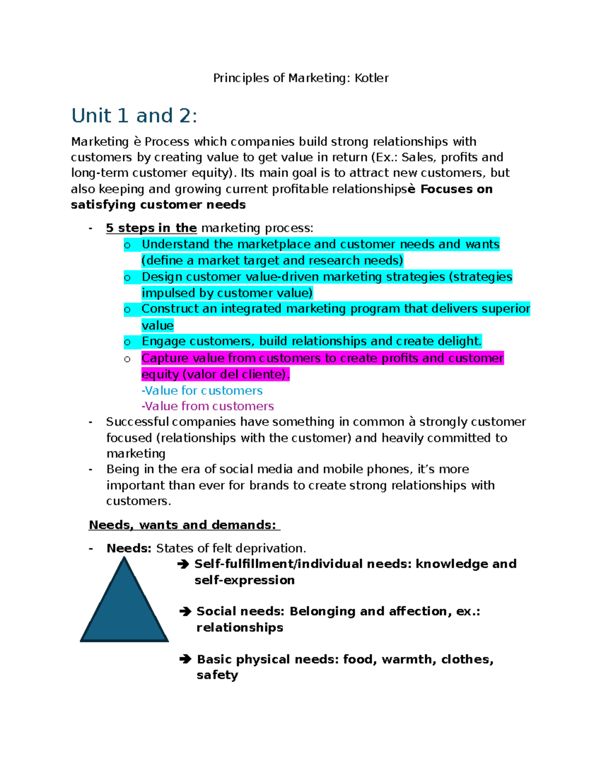 Principles of Marketing (MKT 101): Midterm Study Guide on Key Concepts ...