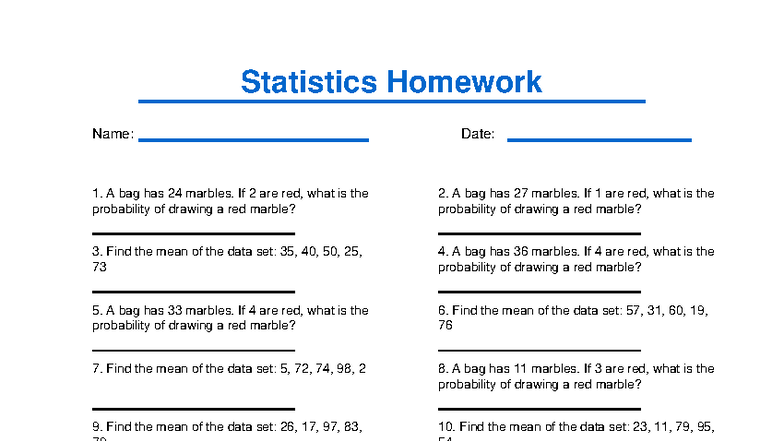 Statistics Homework 6 - Probability & Mean Calculations - Studocu