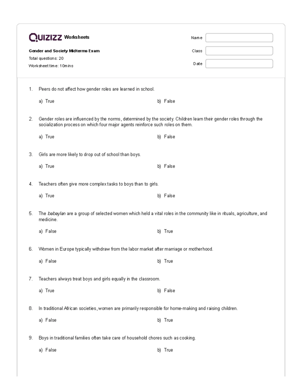 Gender and Society (GEND 3) Midterm Exam Worksheet - Studocu